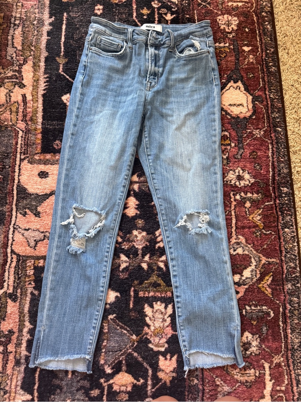 Mica Light Blue Skinny Jeans with Knee Distressing